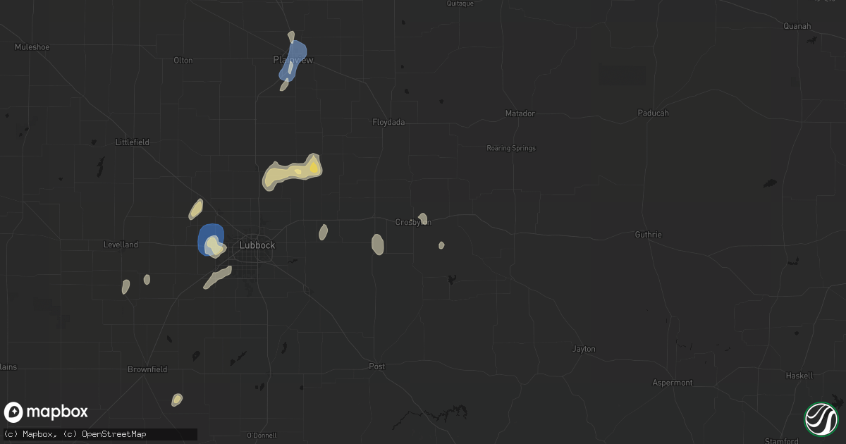 Hail map in Crosbyton, TX on August 13, 2026