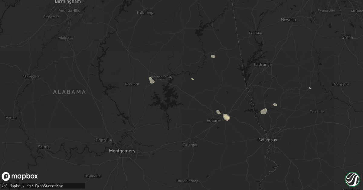 Hail map in Dadeville, AL on August 13, 2026