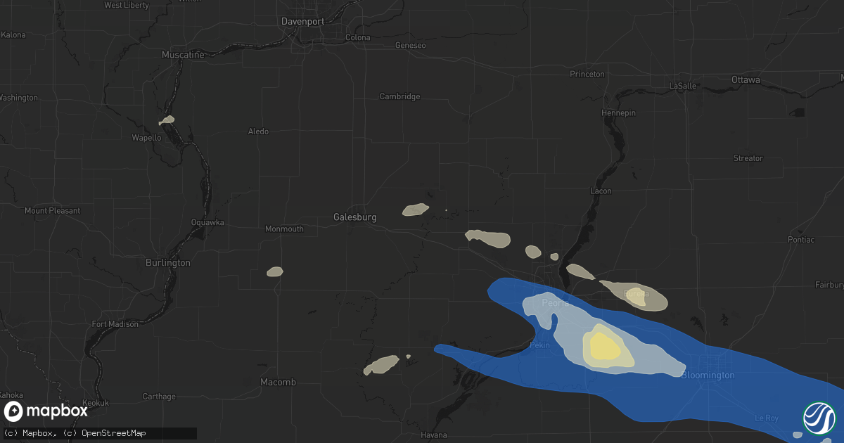 Hail map in Dahinda, IL on August 13, 2026