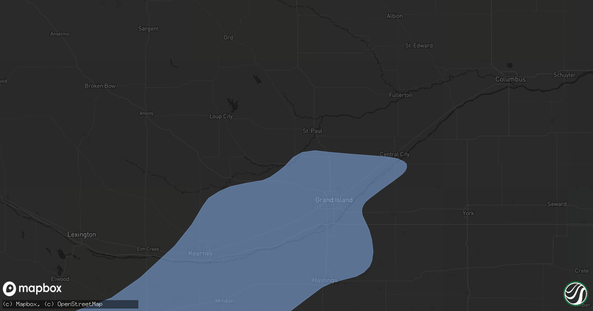 Hail map in Dannebrog, NE on August 13, 2026