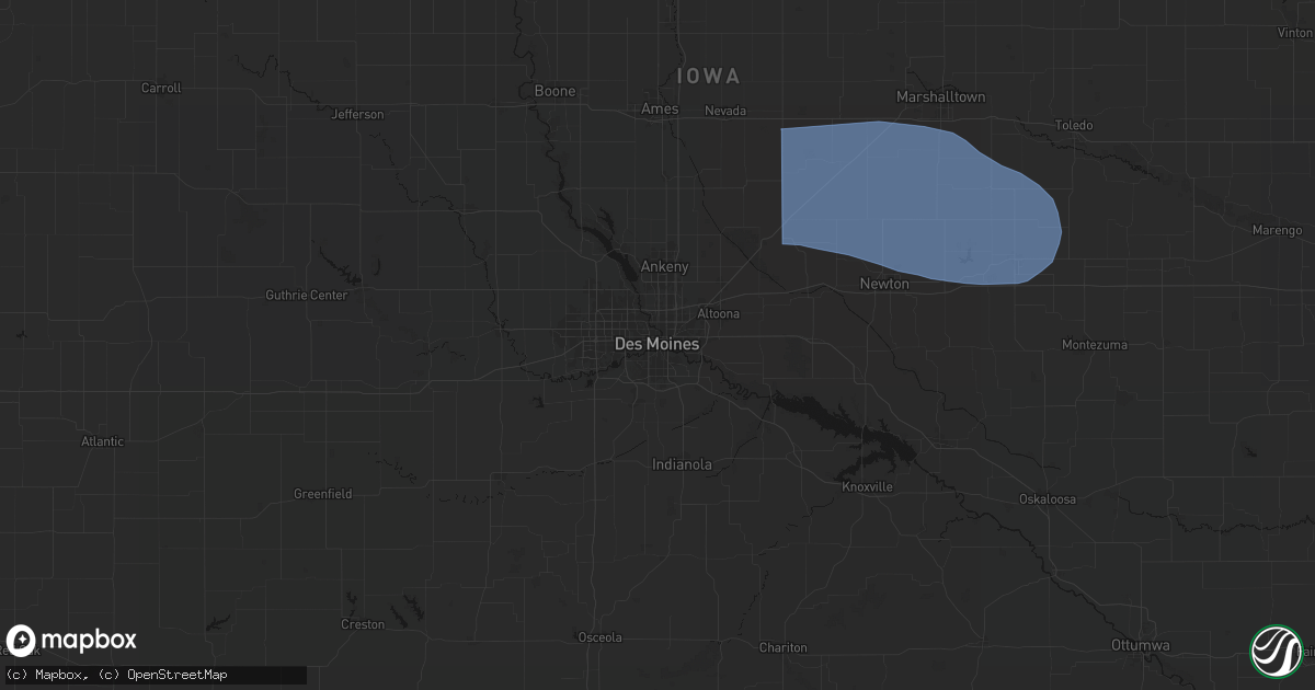 Hail map in Des Moines, IA on August 13, 2026