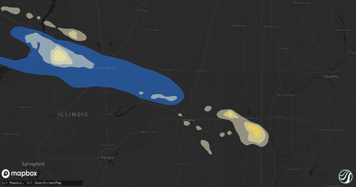 Hail map in Dewey, IL on August 13, 2026