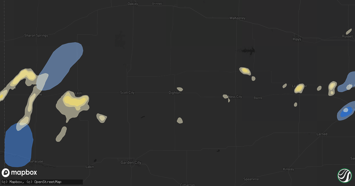 Hail map in Dighton, KS on August 13, 2026