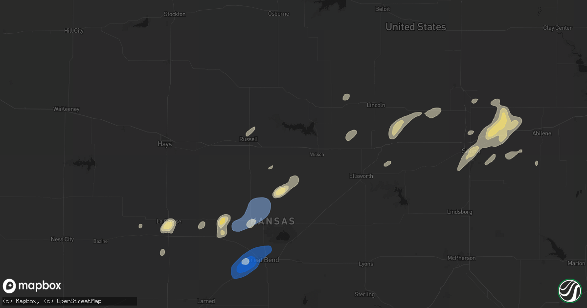 Hail map in Dorrance, KS on August 13, 2026