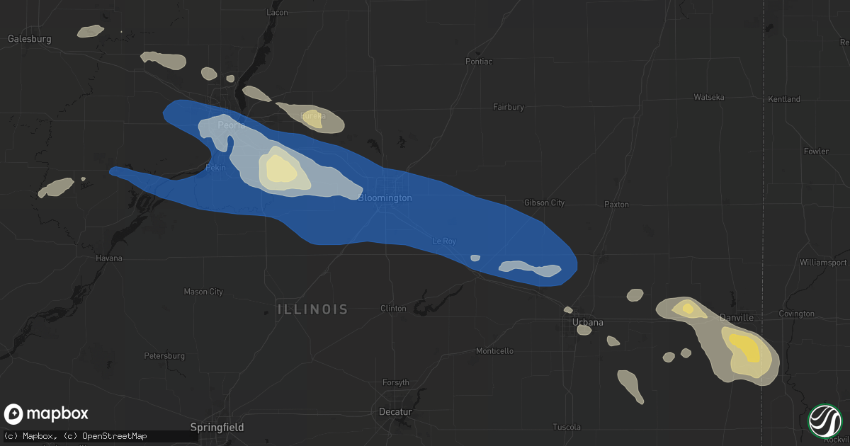 Hail map in Downs, IL on August 13, 2026