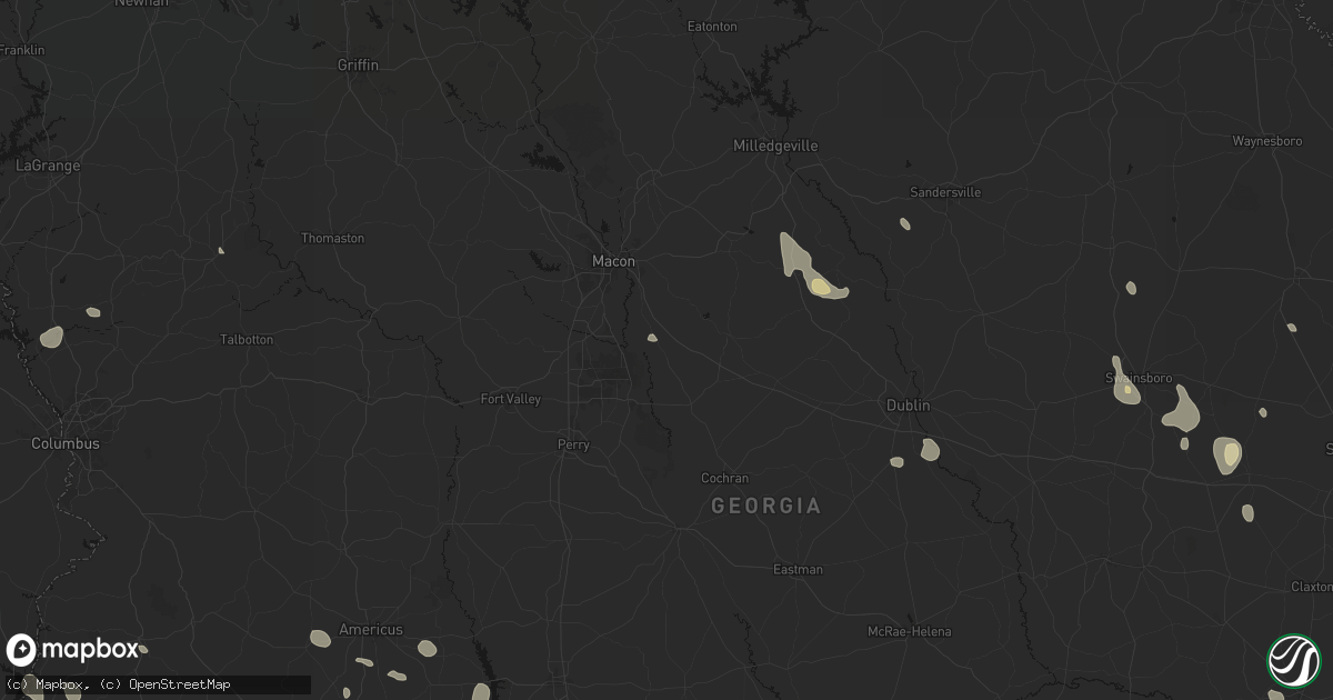 Hail map in Dry Branch, GA on August 13, 2026