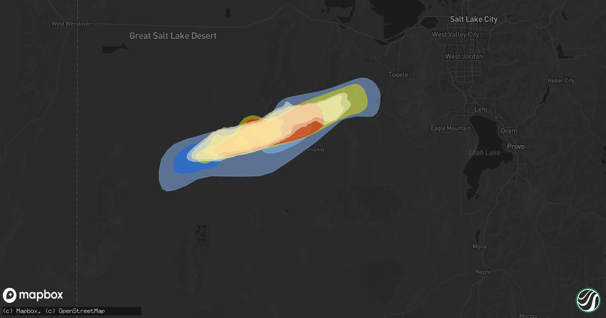 Hail map in Dugway, UT on August 13, 2026