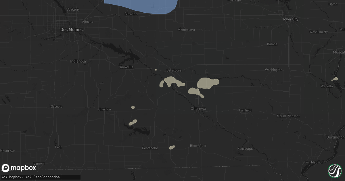 Hail map in Eddyville, IA on August 13, 2026