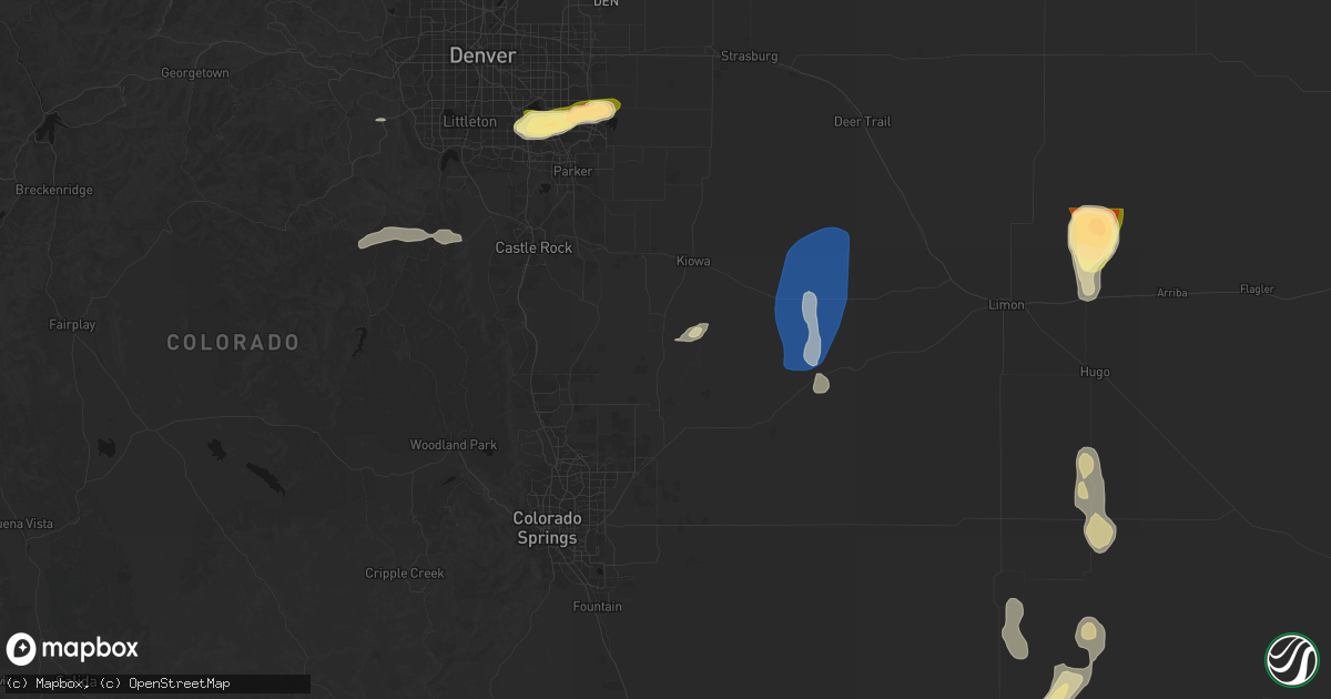Hail map in Elbert, CO on August 13, 2026