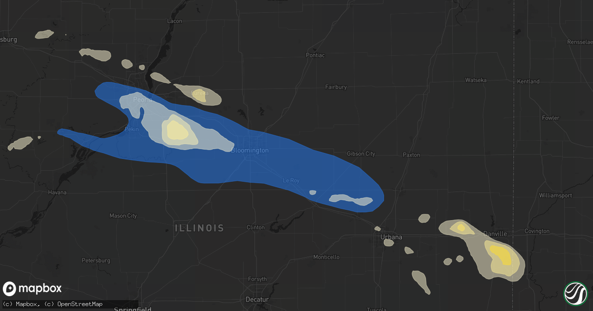 Hail map in Ellsworth, IL on August 13, 2026