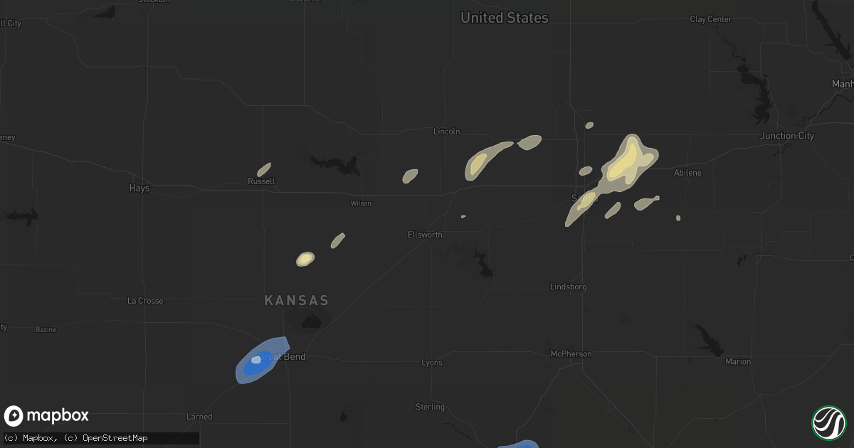 Hail map in Ellsworth, KS on August 13, 2026