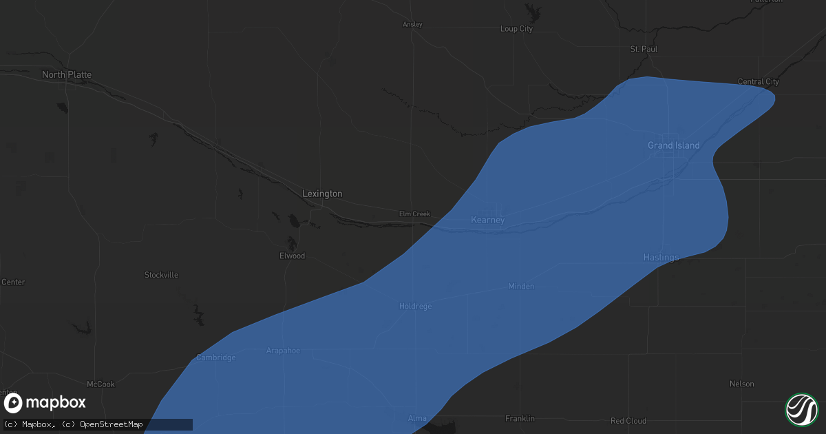 Hail map in Elm Creek, NE on August 13, 2026