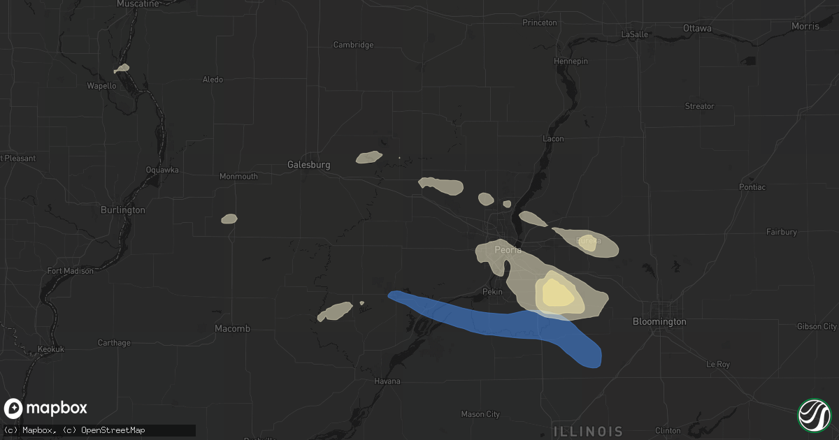 Hail map in Elmwood, IL on August 13, 2026