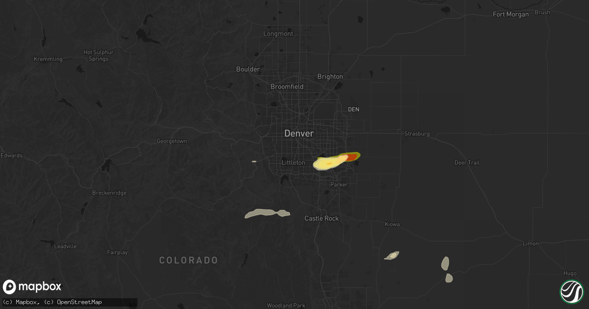 Hail map in Englewood, CO on August 13, 2026