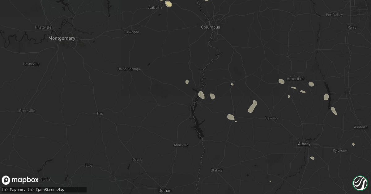 Hail map in Eufaula, AL on August 13, 2026