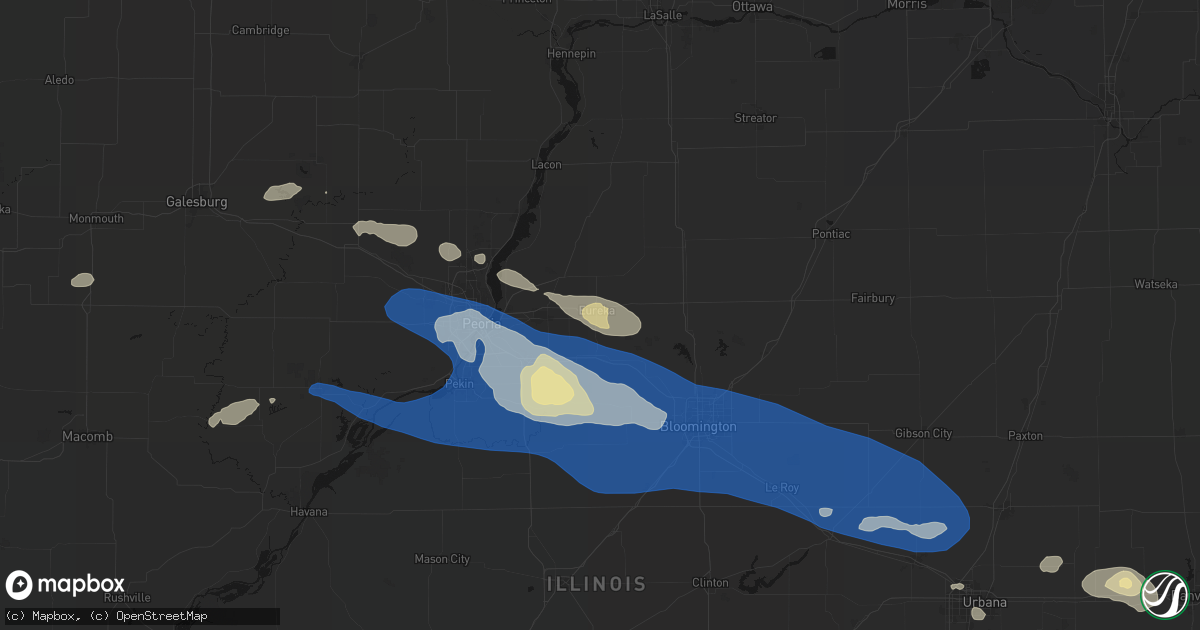 Hail map in Eureka, IL on August 13, 2026