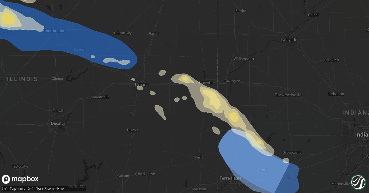 Hail map in Fairmount, IL on August 13, 2026