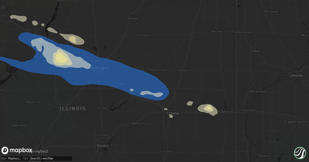 Hail map in Foosland, IL on August 13, 2026