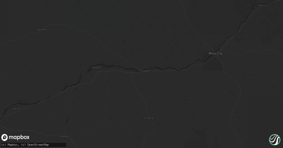 Hail map in Forsyth, MT on August 13, 2026