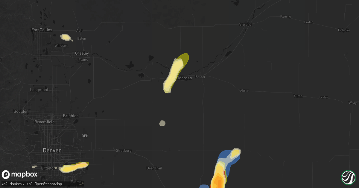 Hail map in Fort Morgan, CO on August 13, 2026