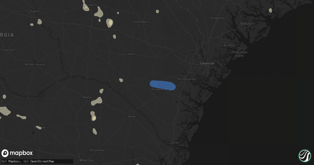 Hail map in Fort Stewart, GA on August 13, 2026