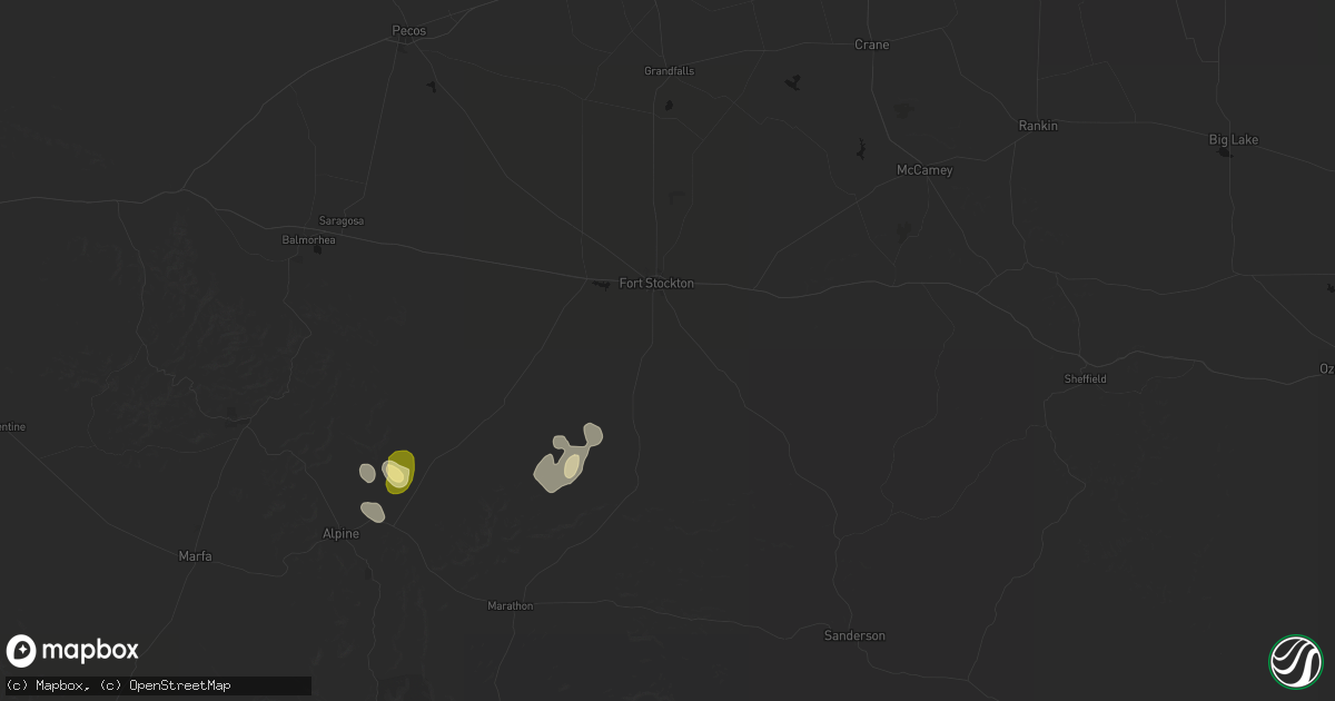 Hail map in Fort Stockton, TX on August 13, 2026