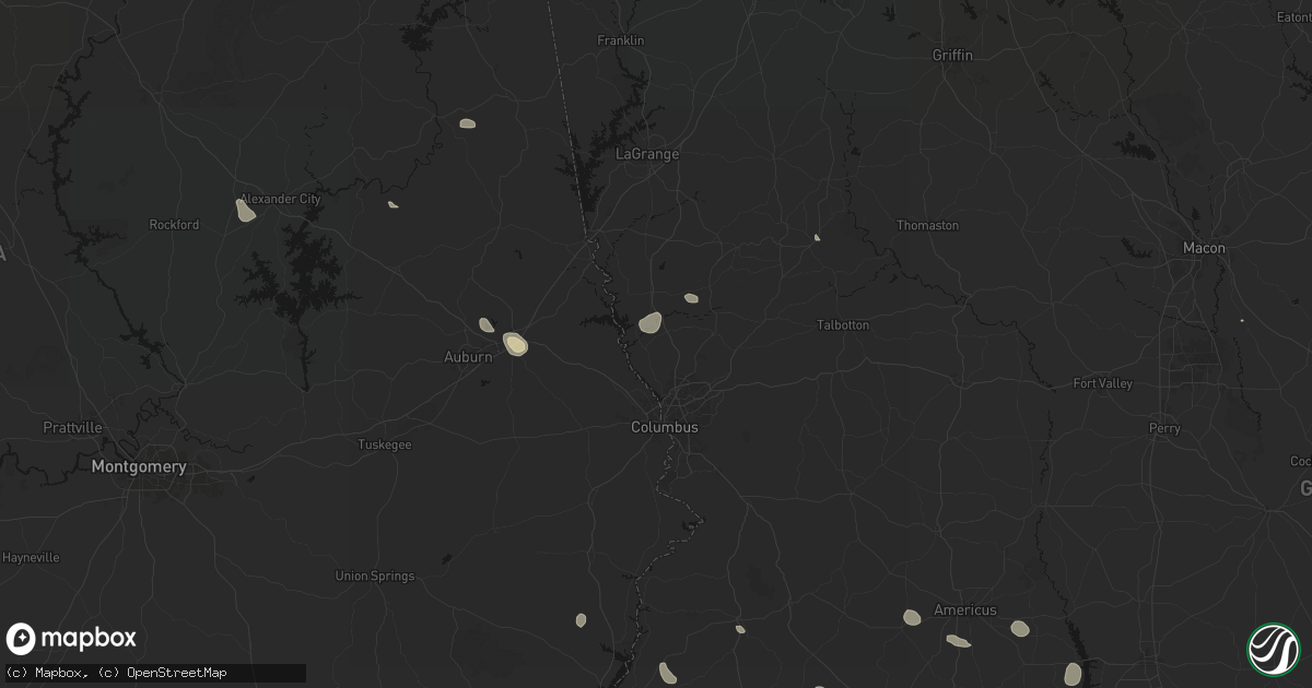 Hail map in Fortson, GA on August 13, 2026