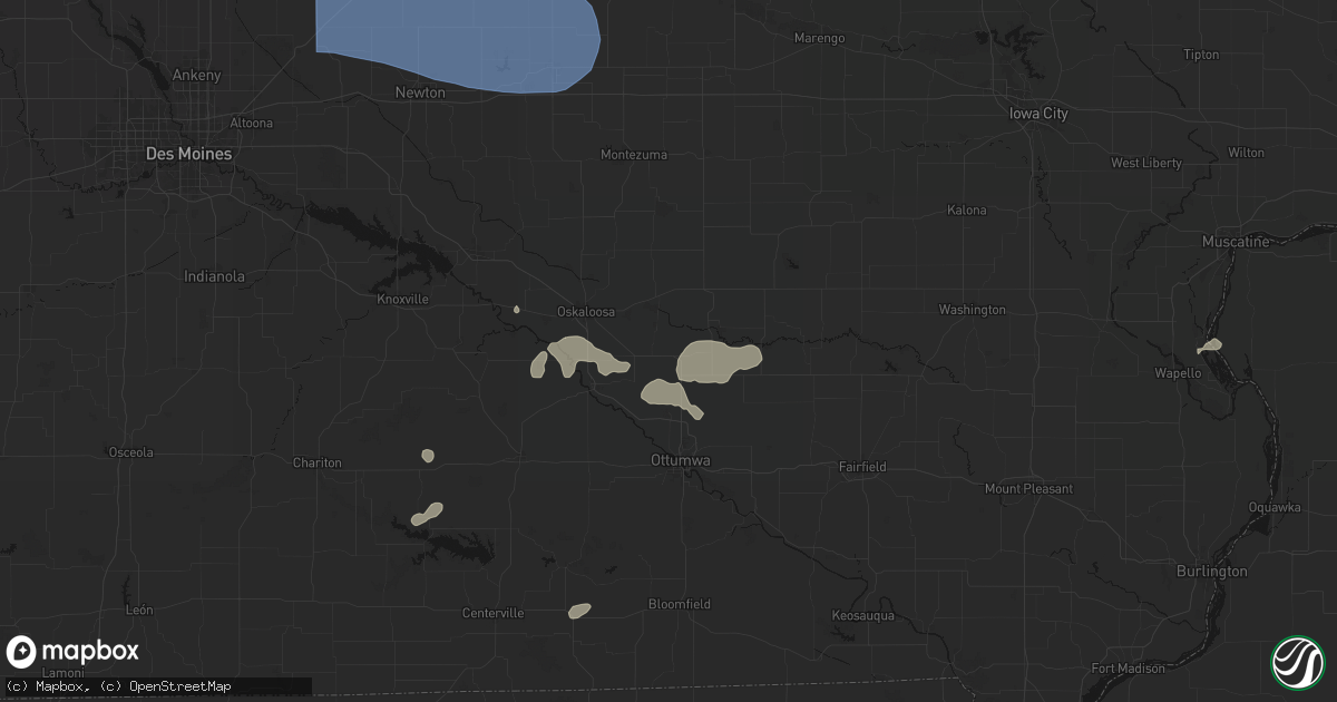 Hail map in Fremont, IA on August 13, 2026