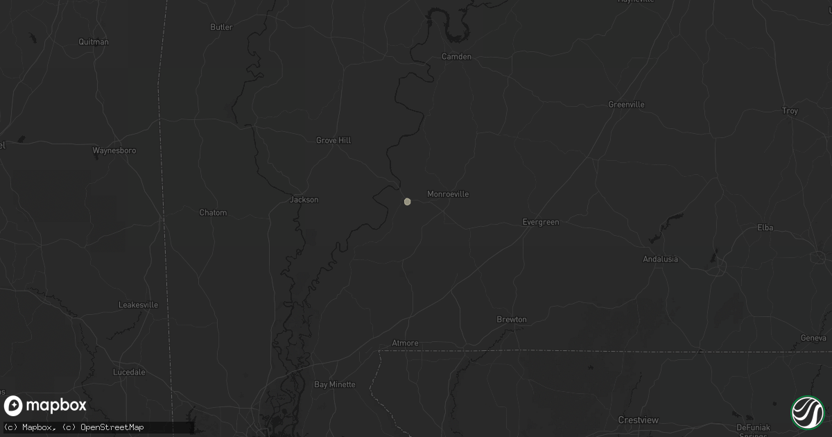Hail map in Frisco City, AL on August 13, 2026
