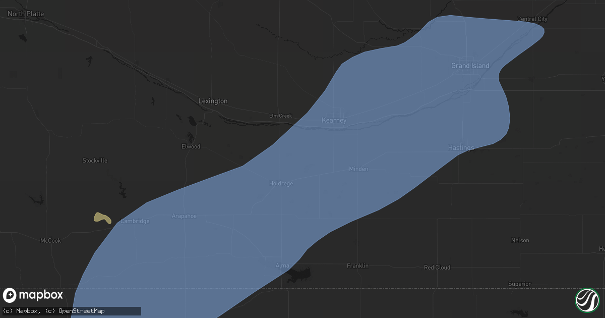 Hail map in Funk, NE on August 13, 2026
