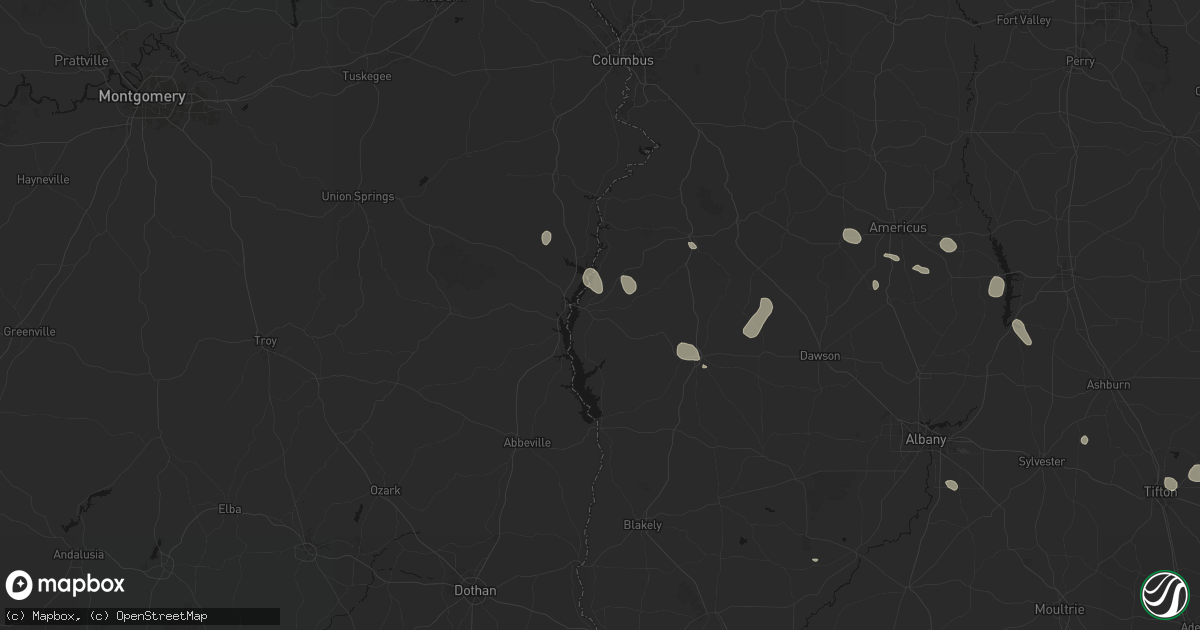 Hail map in Georgetown, GA on August 13, 2026