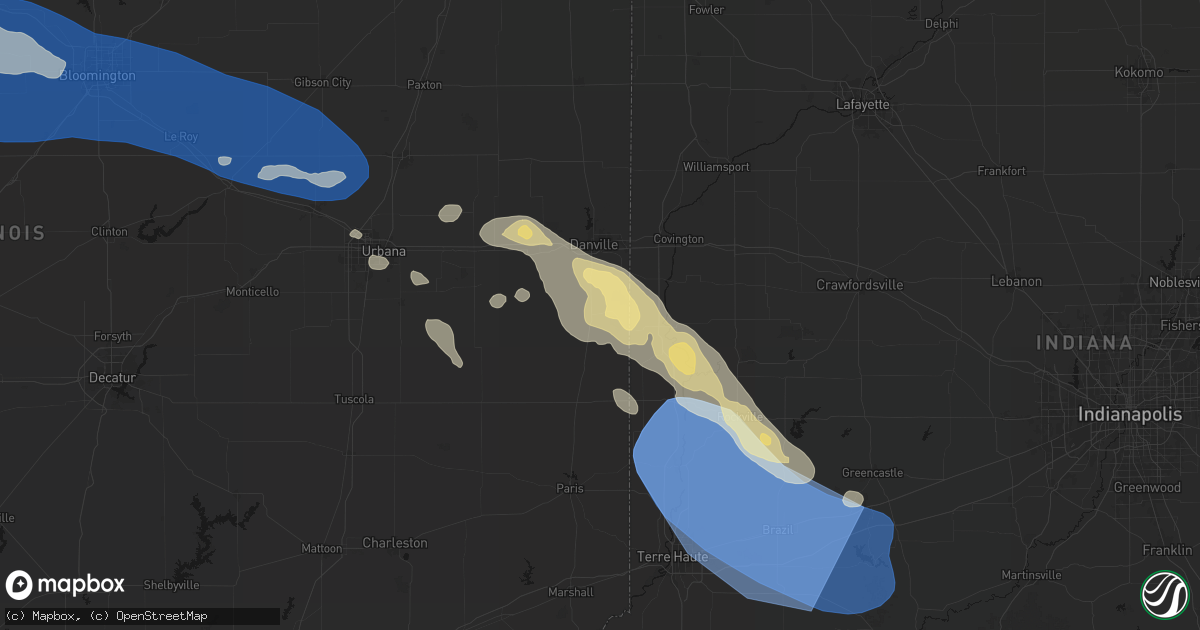 Hail map in Georgetown, IL on August 13, 2026
