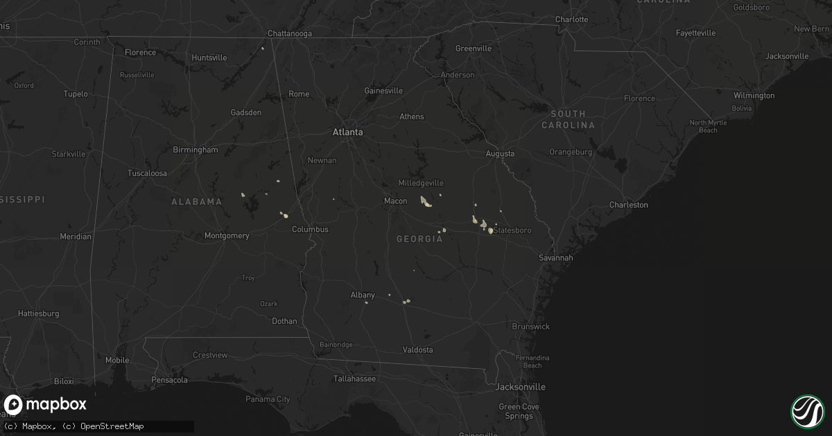 Hail map in Georgia on August 13, 2026