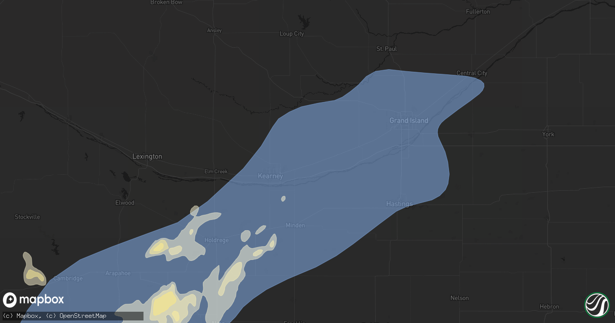 Hail map in Gibbon, NE on August 13, 2026