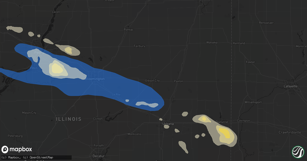 Hail map in Gibson City, IL on August 13, 2026