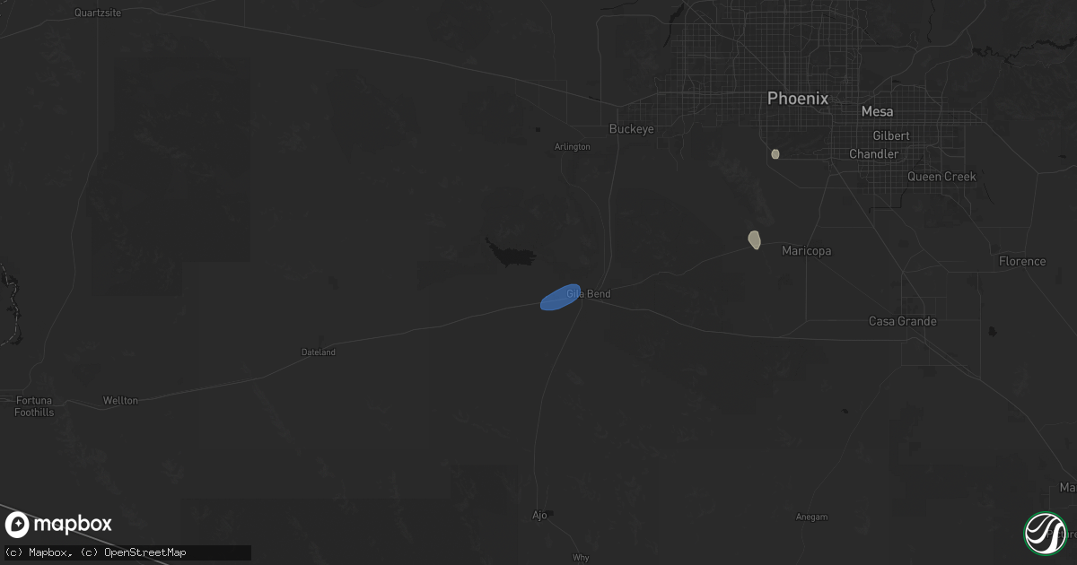 Hail map in Gila Bend, AZ on August 13, 2026