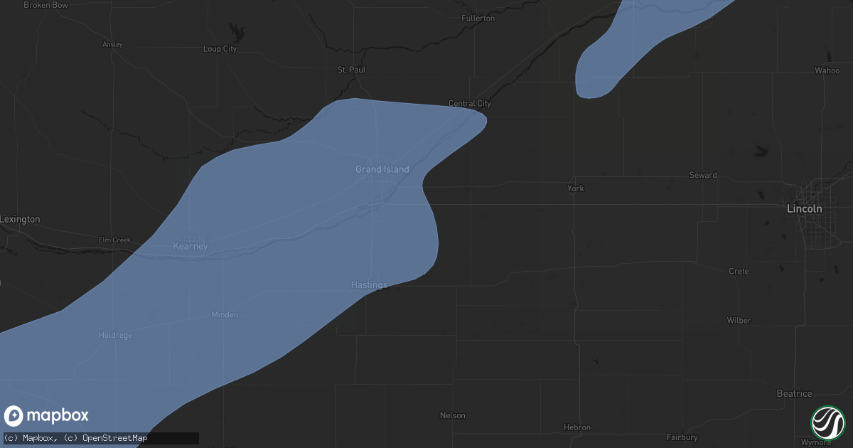 Hail map in Giltner, NE on August 13, 2026