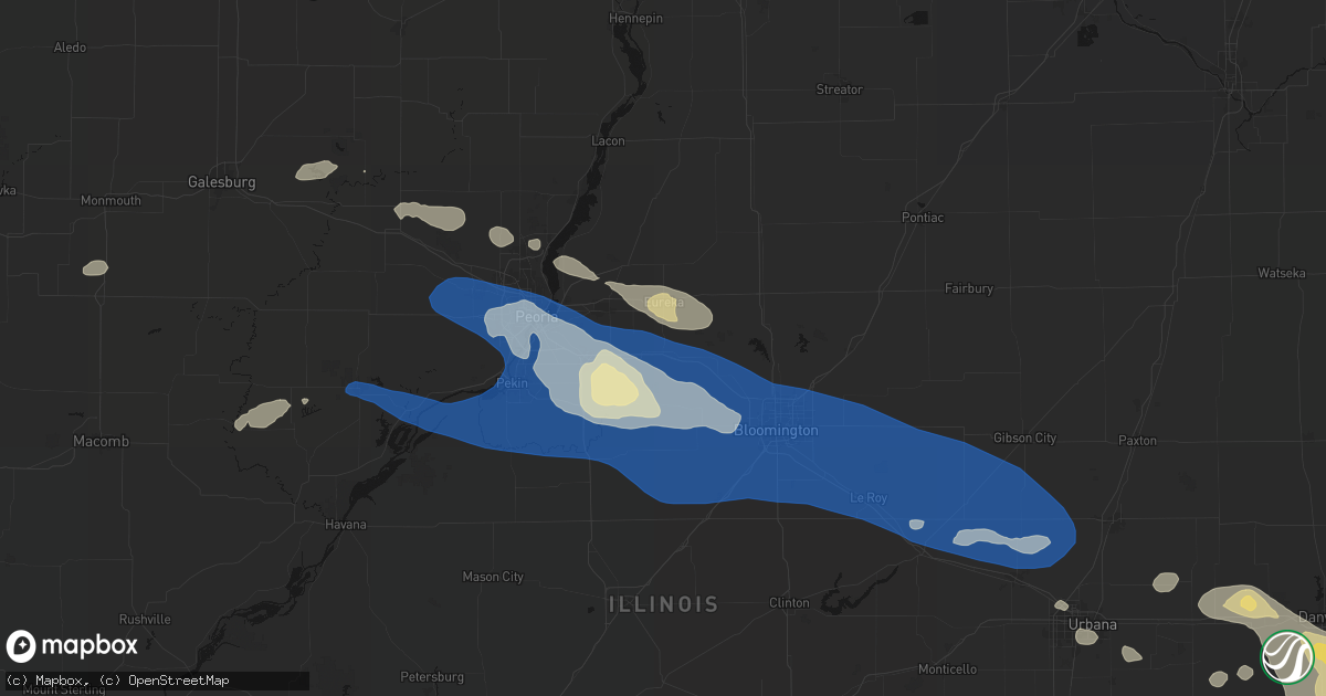 Hail map in Goodfield, IL on August 13, 2026