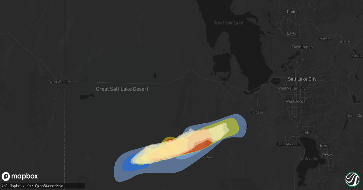 Hail map in Grantsville, UT on August 13, 2026