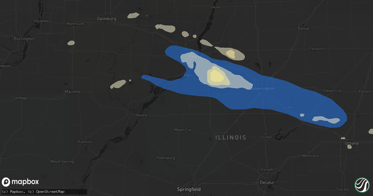 Hail map in Green Valley, IL on August 13, 2026