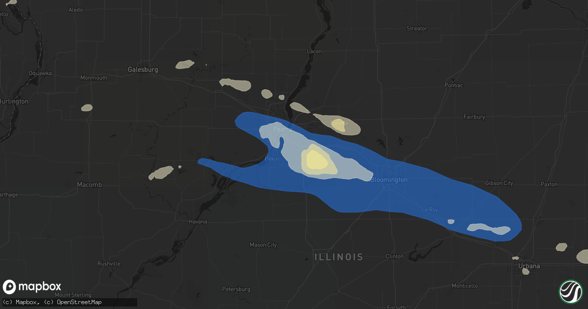Hail map in Groveland, IL on August 13, 2026