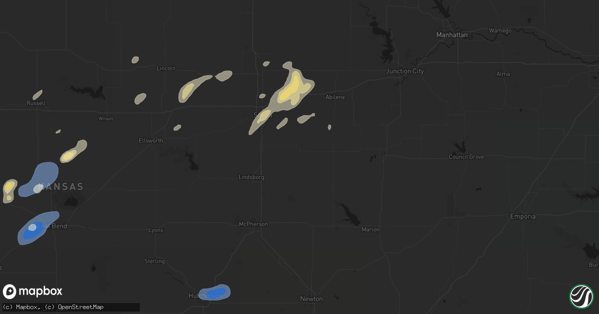 Hail map in Gypsum, KS on August 13, 2026