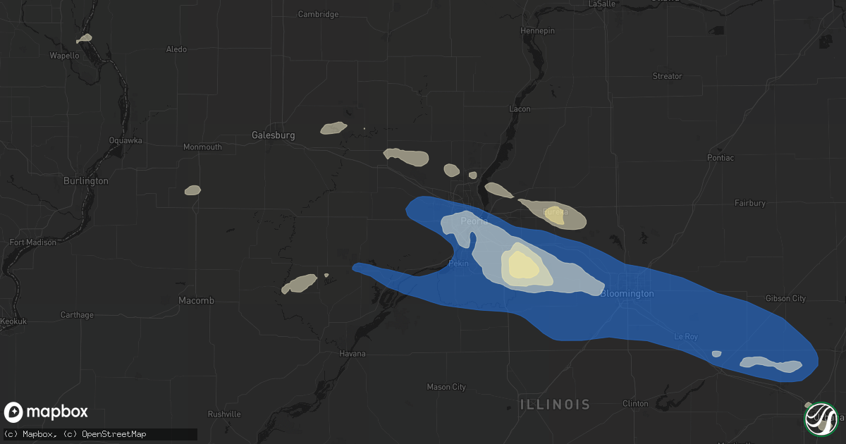 Hail map in Hanna City, IL on August 13, 2026