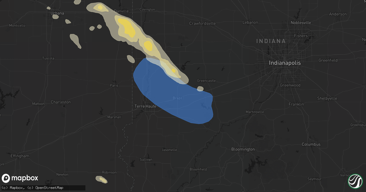 Hail map in Harmony, IN on August 13, 2026