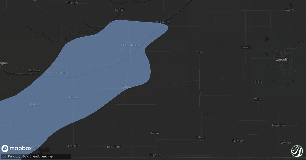Hail map in Harvard, NE on August 13, 2026