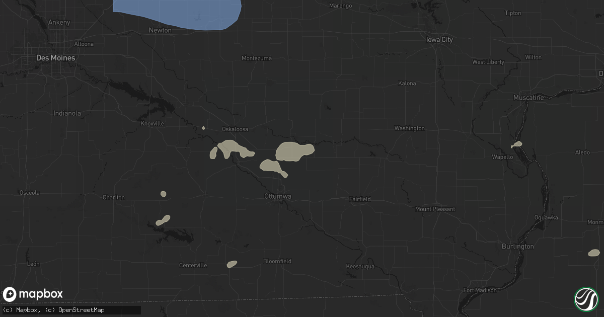 Hail map in Hedrick, IA on August 13, 2026