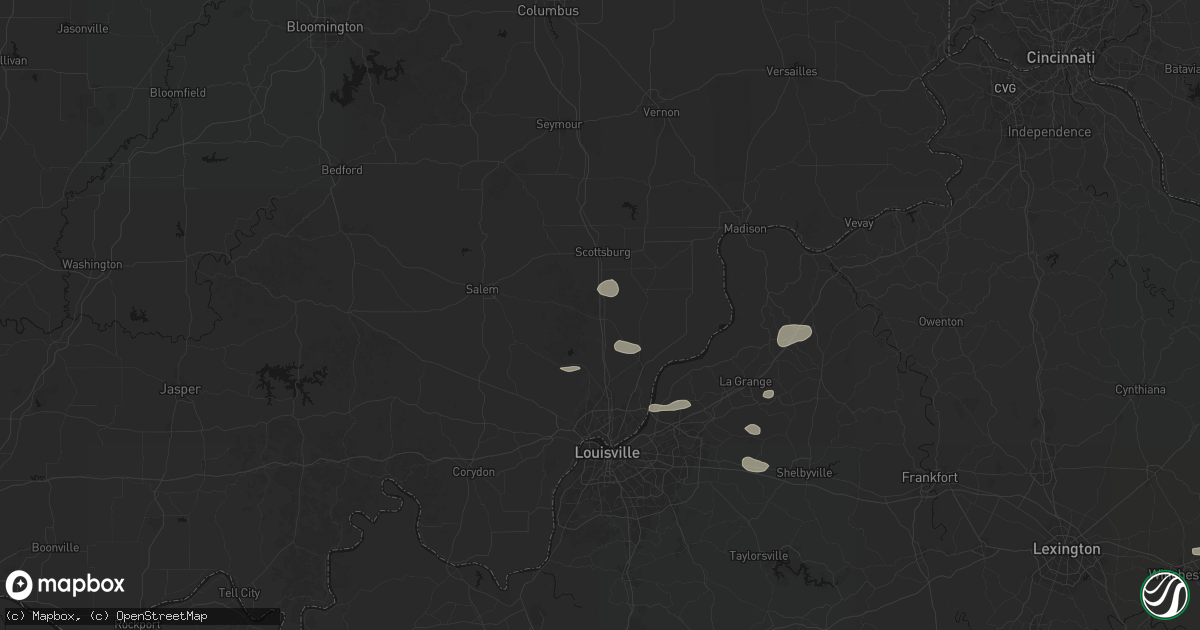 Hail map in Henryville, IN on August 13, 2026