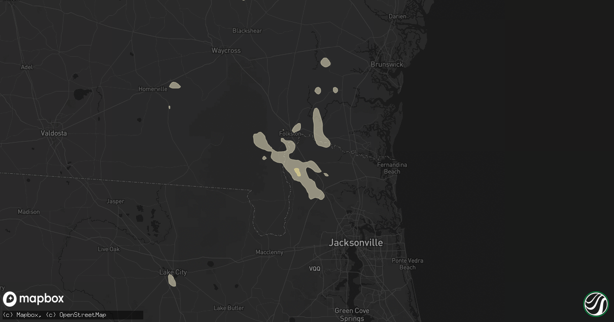 Hail map in Hilliard, FL on August 13, 2026