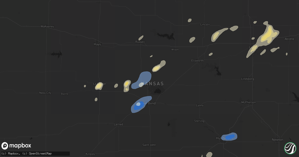 Hail map in Hoisington, KS on August 13, 2026