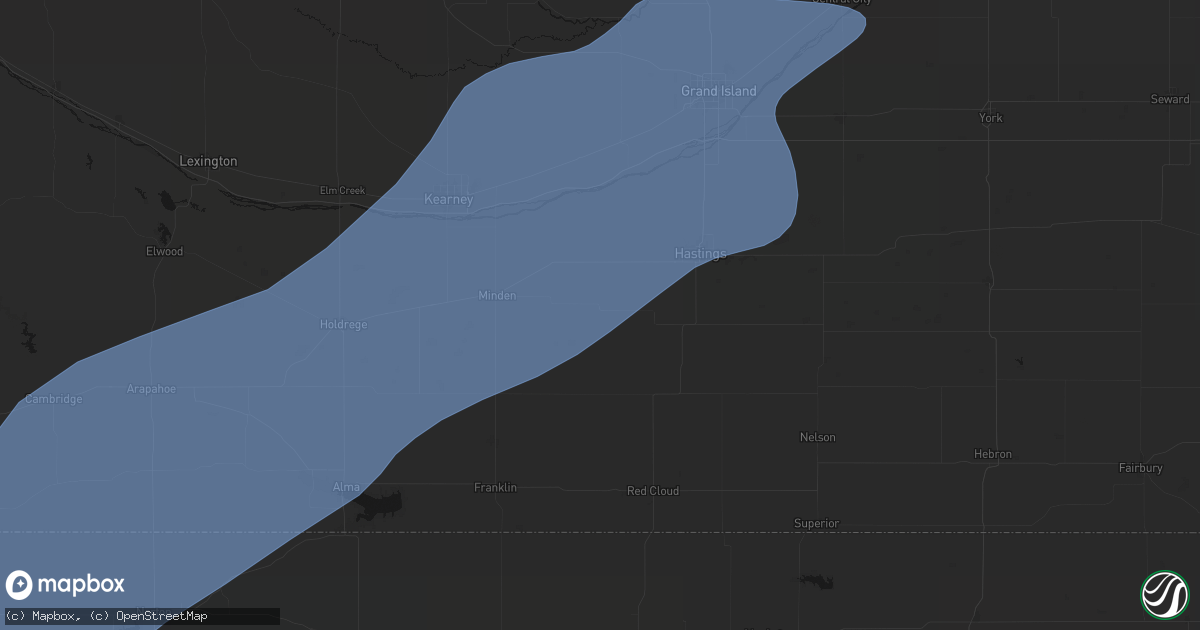 Hail map in Holstein, NE on August 13, 2026